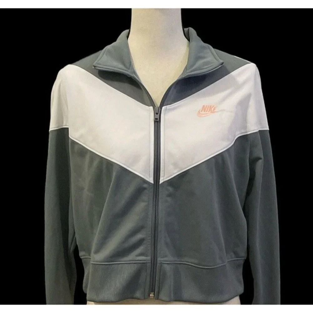 Nike Womens Sportwear Heritage Track Jacket Size L Cool Gray
